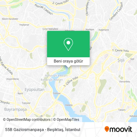 55B Gaziosmanpaşa - Beşiktaş harita