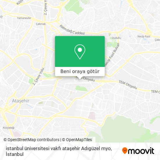 istanbul üniversitesi vakfı ataşehir  Adıgüzel myo harita