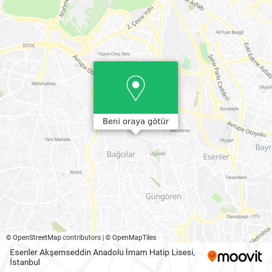 Esenler Akşemseddin Anadolu İmam Hatip Lisesi harita