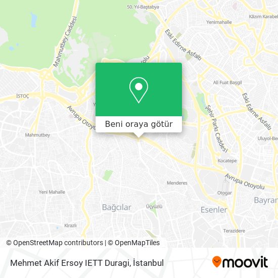 Mehmet Akif Ersoy IETT Duragi harita