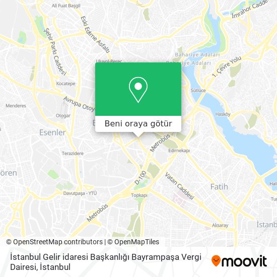 İstanbul Gelir idaresi Başkanlığı Bayrampaşa Vergi Dairesi harita