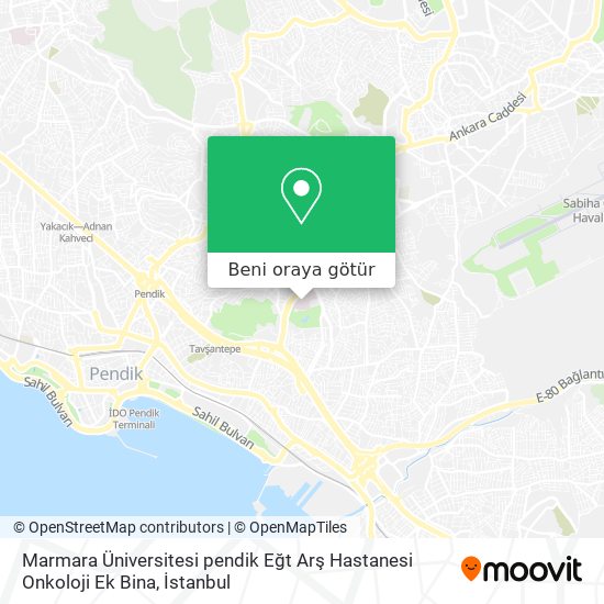 Marmara Üniversitesi pendik Eğt Arş Hastanesi Onkoloji Ek Bina harita