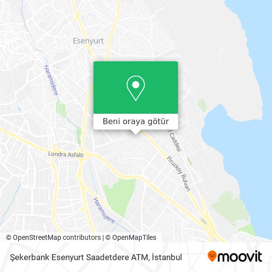 Şekerbank Esenyurt Saadetdere ATM harita