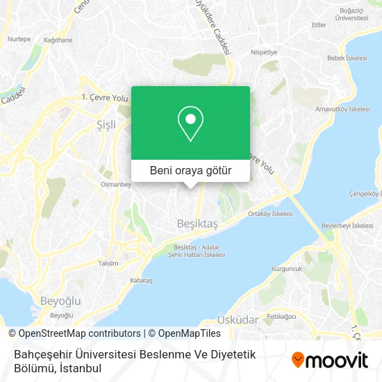 Bahçeşehir Üniversitesi Beslenme Ve Diyetetik Bölümü harita