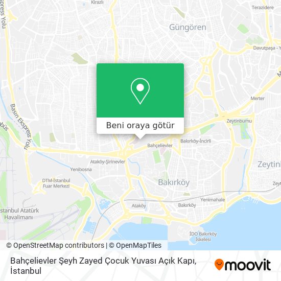 Bahçelievler Şeyh Zayed Çocuk Yuvası Açık Kapı harita