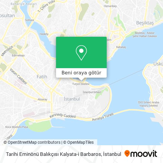 Tarihi Eminönü Balıkçısı Kalyata-i Barbaros harita