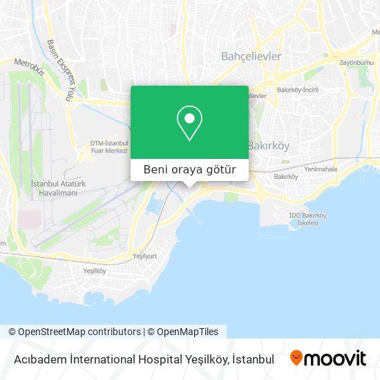 Acıbadem İnternational Hospital Yeşilköy harita
