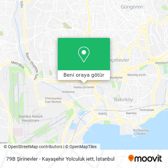79B Şirinevler - Kayaşehir Yolculuk iett harita