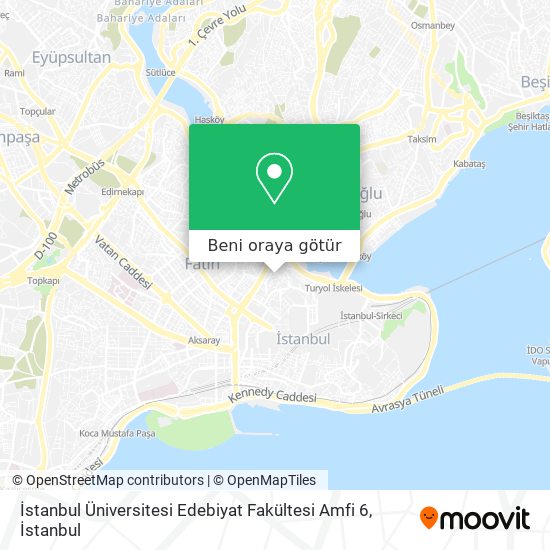 İstanbul Üniversitesi Edebiyat Fakültesi Amfi 6 harita