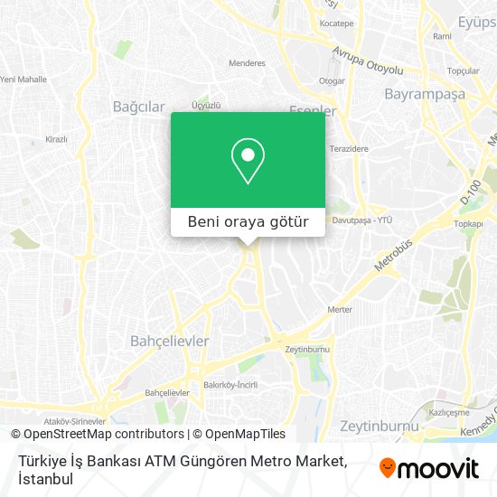 Türkiye İş Bankası ATM Güngören Metro Market harita