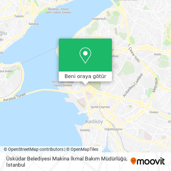 Üsküdar Belediyesi Makina İkmal Bakım Müdürlüğü harita