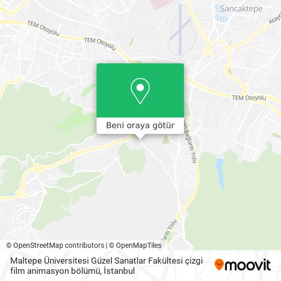 Maltepe Üniversitesi Güzel Sanatlar Fakültesi çizgi film animasyon bölümü harita