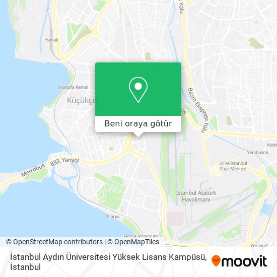 İstanbul Aydın Üniversitesi Yüksek Lisans Kampüsü harita