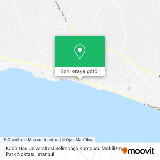 Kadir Has Üniversitesi Selimpaşa Kampüsü Mobilizm Park Noktası harita