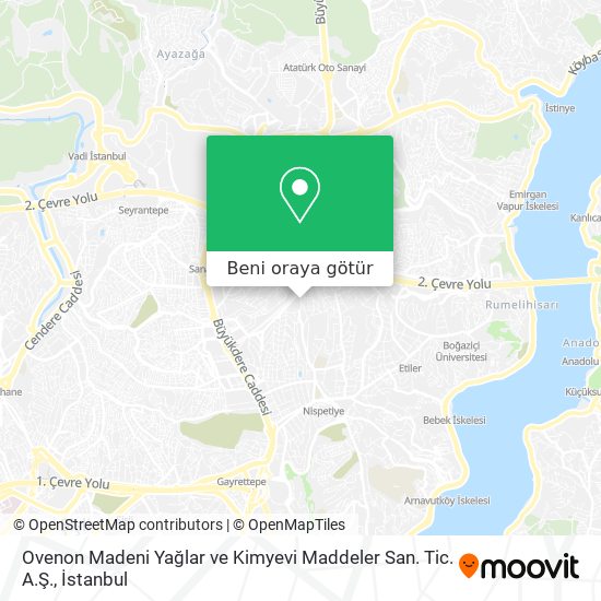 Ovenon Madeni Yağlar ve Kimyevi Maddeler San. Tic. A.Ş. harita