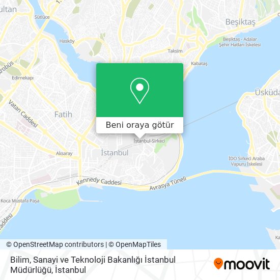 Bilim, Sanayi ve Teknoloji Bakanlığı İstanbul Müdürlüğü harita