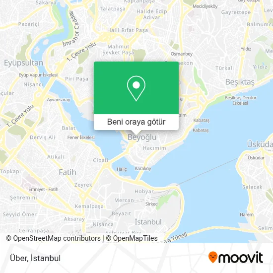 Über, Beyoğlu nerede, metro, otobüs, tren veya minibüs / dolmuş ile ...