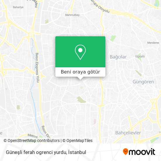Güneşli ferah ogrenci yurdu harita