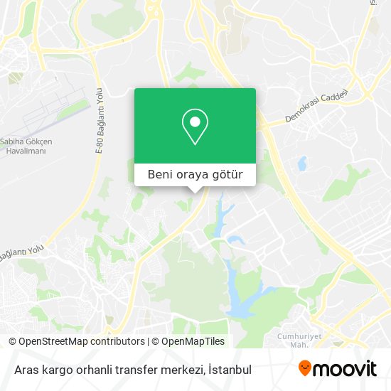 Aras kargo orhanli transfer merkezi harita