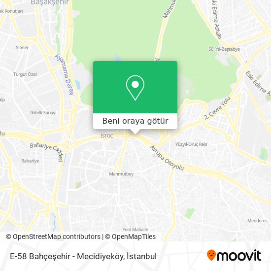 E-58 Bahçeşehir - Mecidiyeköy harita