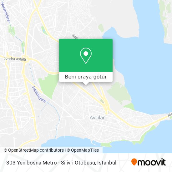 303 Yenibosna Metro - Silivri Otobüsü harita