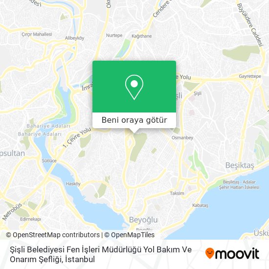 Şişli Belediyesi Fen İşleri Müdürlüğü Yol Bakım Ve Onarım Şefliği harita