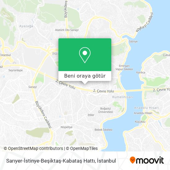 Sarıyer-İstinye-Beşiktaş-Kabataş Hattı harita