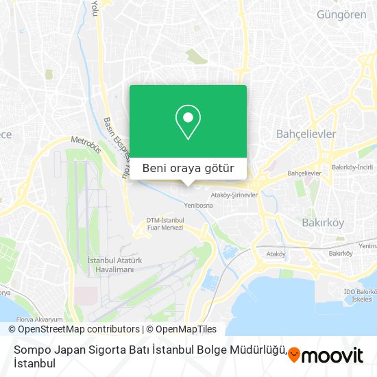 Sompo Japan Sigorta Batı İstanbul Bolge Müdürlüğü harita
