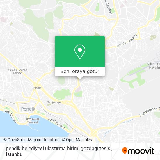 pendik belediyesi ulastırma birimi gozdağı tesisi harita