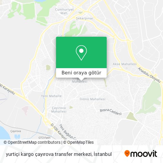 yurtiçi kargo çayırova transfer merkezi harita