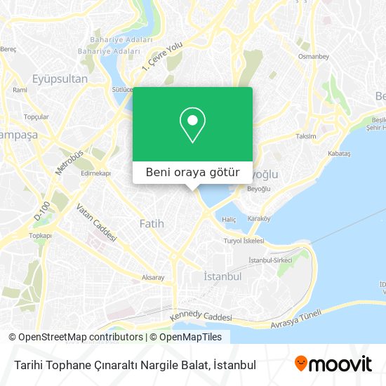 Tarihi Tophane Çınaraltı Nargile Balat harita