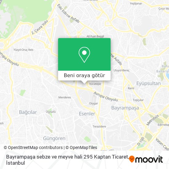 Bayrampaşa sebze ve meyve hali 295 Kaptan Ticaret harita