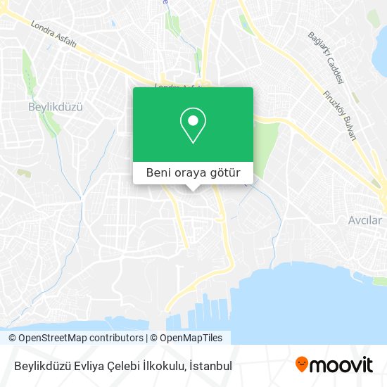 Beylikdüzü Evliya Çelebi İlkokulu harita