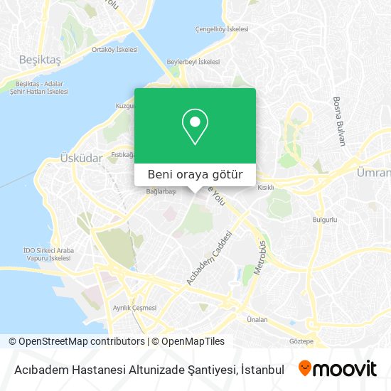 Acıbadem Hastanesi Altunizade Şantiyesi harita