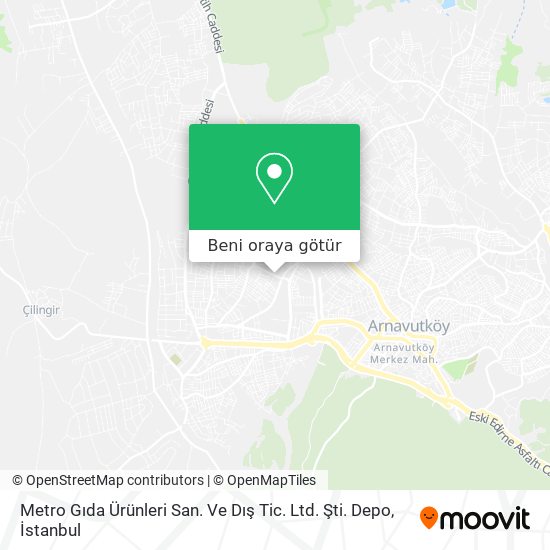 Metro Gıda Ürünleri San. Ve Dış Tic. Ltd. Şti. Depo harita