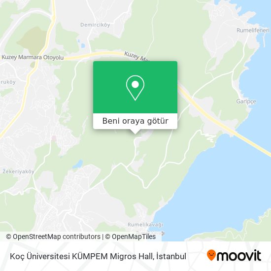 Koç Üniversitesi KÜMPEM Migros Hall harita