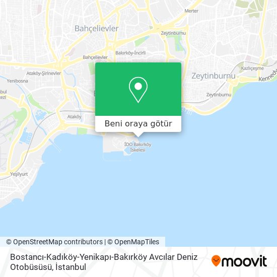 Bostancı-Kadıköy-Yenikapı-Bakırköy Avcılar Deniz Otobüsüsü harita