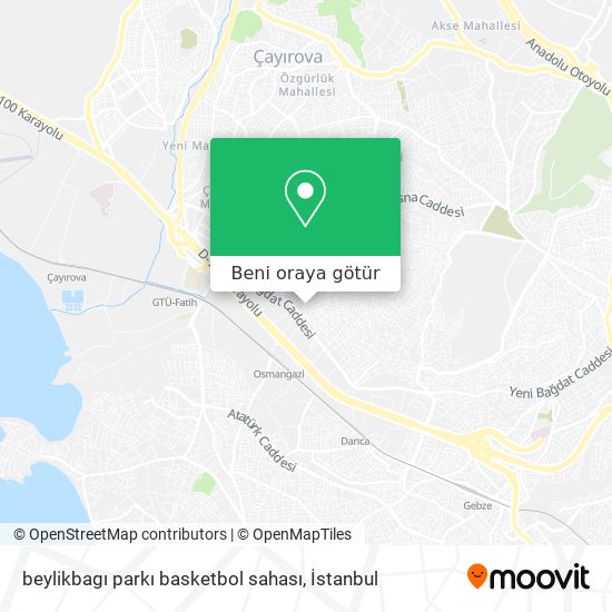 beylikbagı parkı basketbol sahası harita