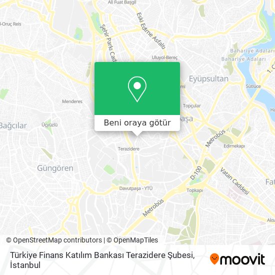 Türkiye Finans Katılım Bankası Terazidere Şubesi harita
