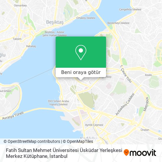 Fatih Sultan Mehmet Üniversitesi Üsküdar Yerleşkesi Merkez Kütüphane harita