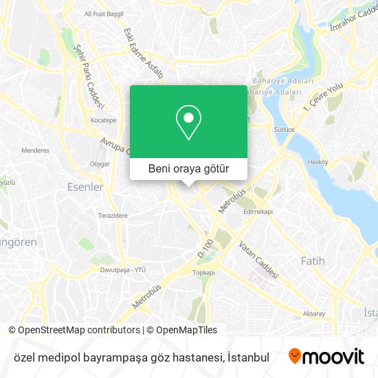 özel medipol bayrampaşa göz hastanesi harita