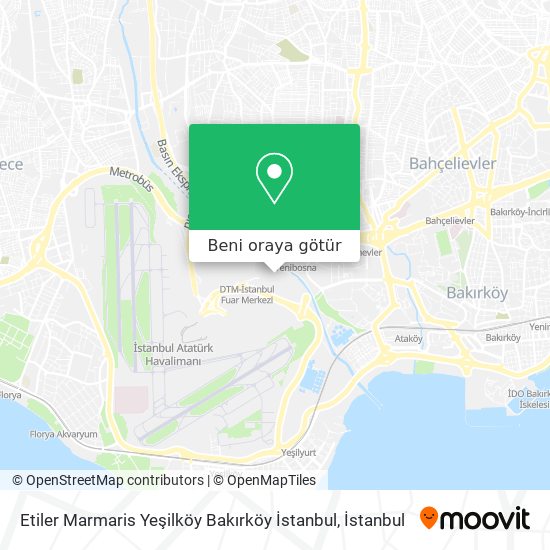 Etiler Marmaris Yeşilköy Bakırköy İstanbul harita