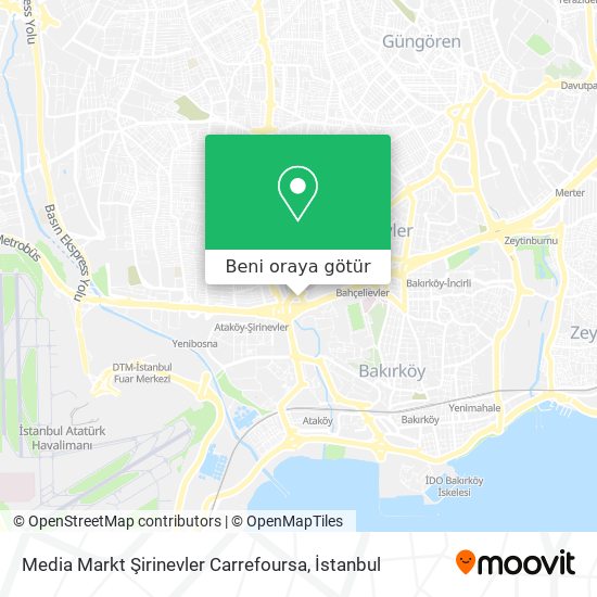 Media Markt Şirinevler Carrefoursa harita