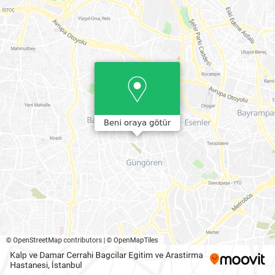 Kalp ve Damar Cerrahi Bagcilar Egitim ve Arastirma Hastanesi harita