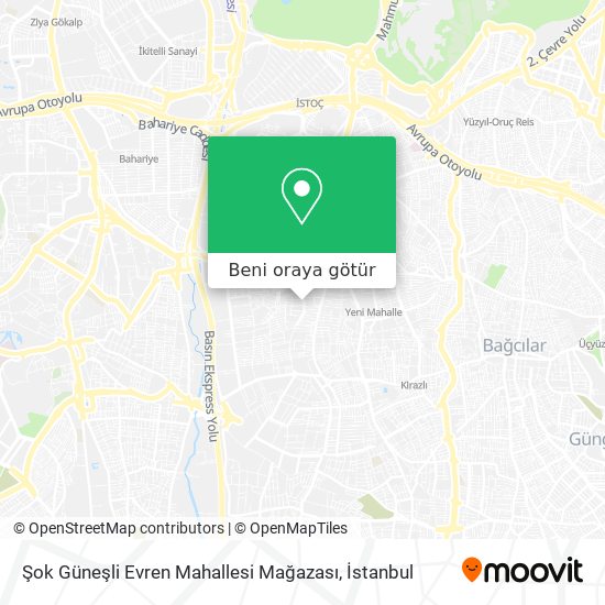 Şok Güneşli Evren Mahallesi Mağazası harita