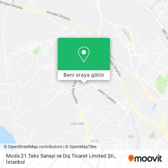 Moda 21 Teks Sanayi ve Dış Ticaret Limited Şti. harita