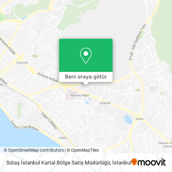 Sütaş İstanbul Kartal Bölge Satiş Müdürlüğü harita
