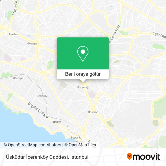 Üsküdar İçerenköy Caddesi harita