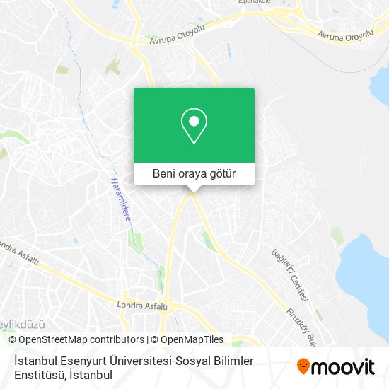 İstanbul Esenyurt Üniversitesi-Sosyal Bilimler Enstitüsü harita
