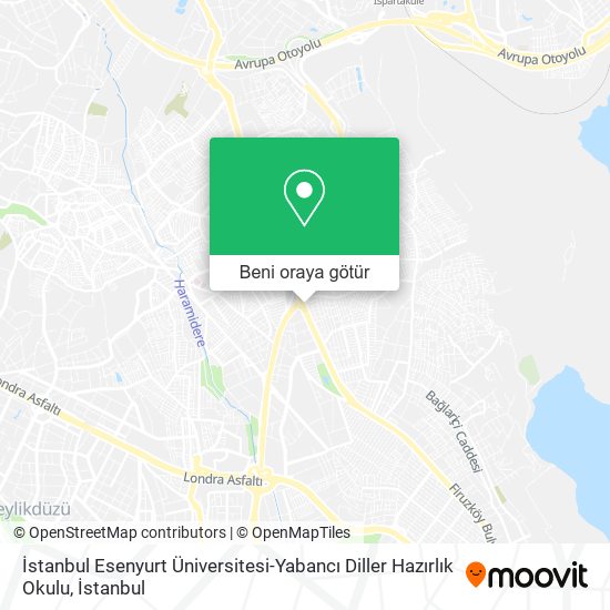 İstanbul Esenyurt Üniversitesi-Yabancı Diller Hazırlık Okulu harita